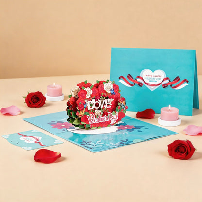 3D Pop-Up Romantic Rose Heart Love Card Valentine's Day Card