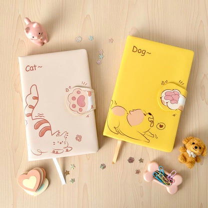 B6 | PU Leather Hardcover | Cat and Dog Notebook with Magnetic Closure