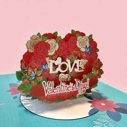 3D Pop-Up Romantic Rose Heart Love Card Valentine's Day Card