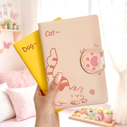 B6 | PU Leather Hardcover | Cat and Dog Notebook with Magnetic Closure