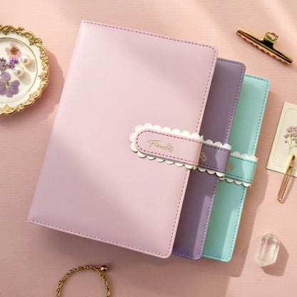 A5 | PU Leather Hardcover | Flower Candy Series Notebook with Scalloped Magnetic Closure