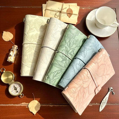A6 | PU Leather Cover | Embossed Floral Series Journal Notebook with Strap