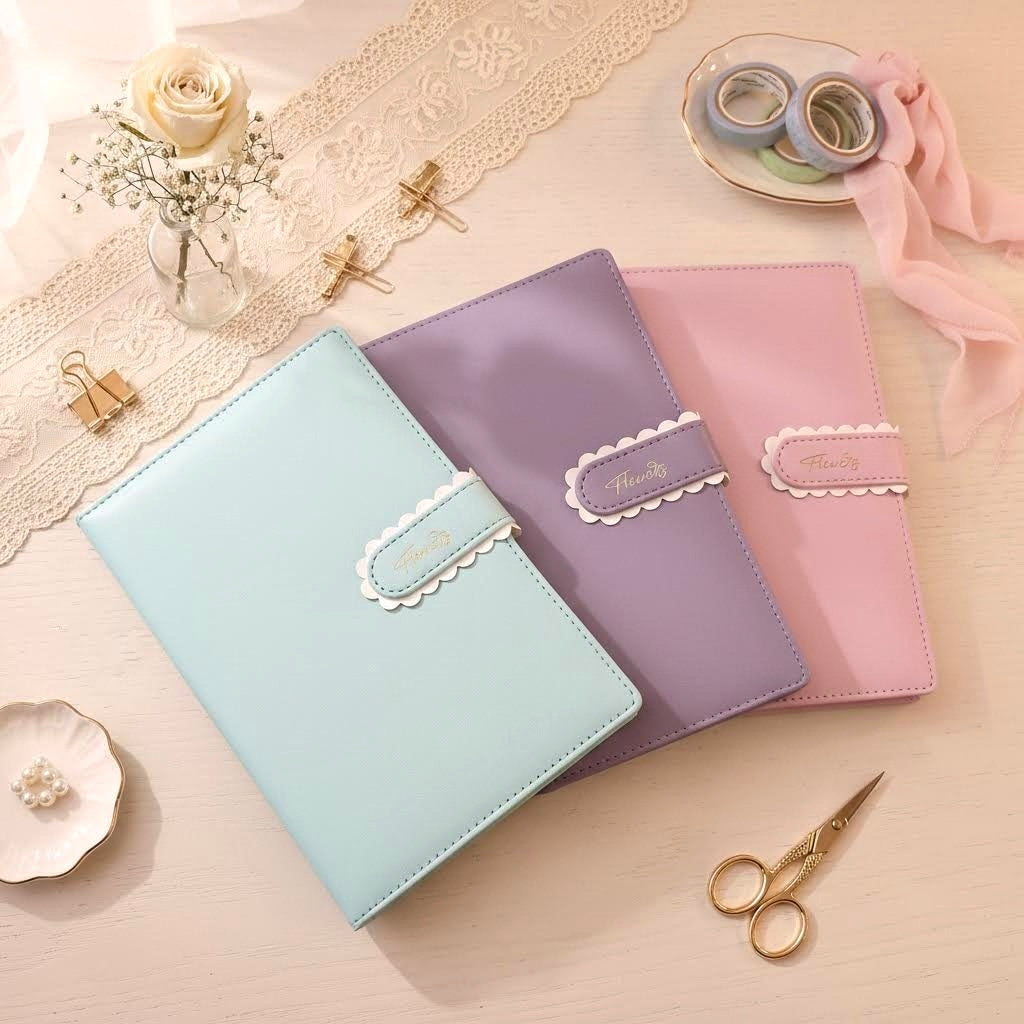 A5 | PU Leather Hardcover | Flower Candy Series Notebook with Scalloped Magnetic Closure