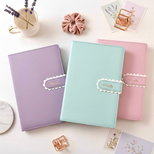 A5 | PU Leather Hardcover | Flower Candy Series Notebook with Scalloped Magnetic Closure