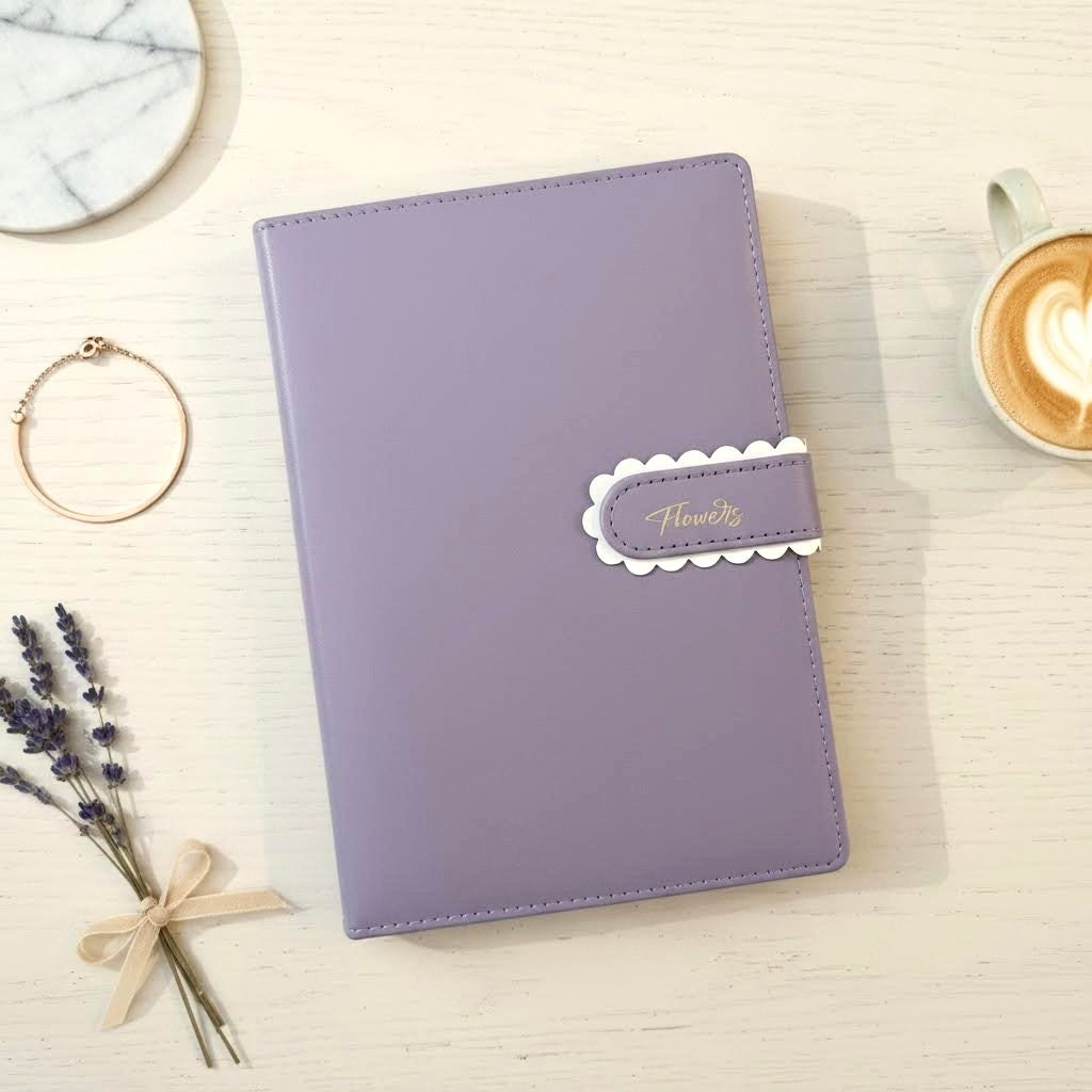 A5 | PU Leather Hardcover | Flower Candy Series Notebook with Scalloped Magnetic Closure