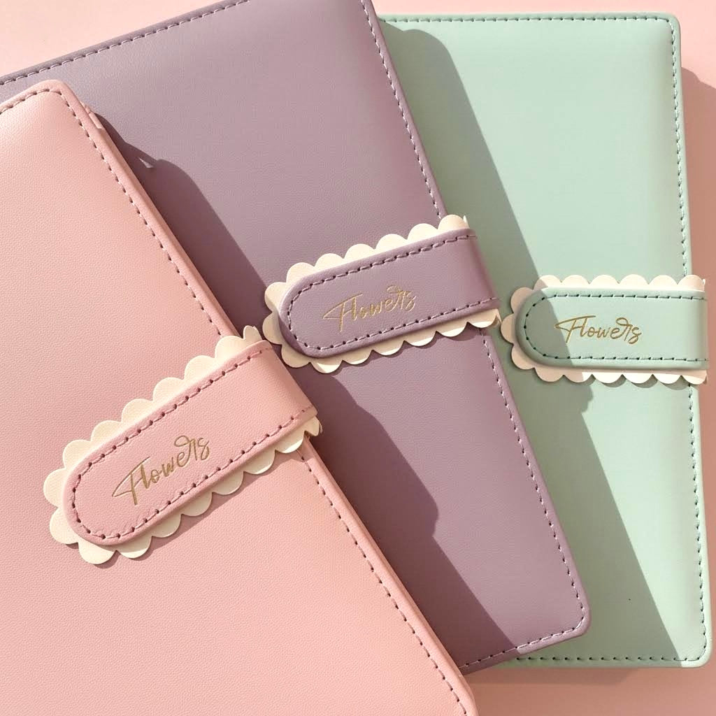 A5 | PU Leather Hardcover | Flower Candy Series Notebook with Scalloped Magnetic Closure
