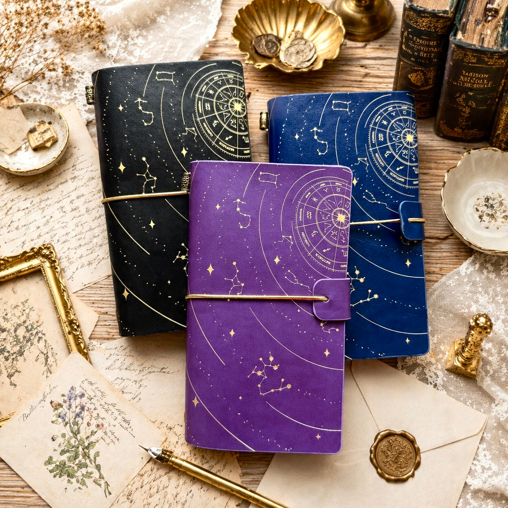 A6 | PU Leather Cover | Constellation Series Journal Notebook with Strap