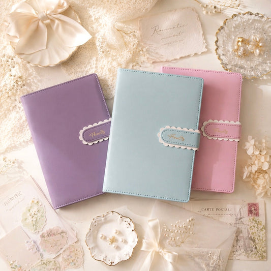 A5 | PU Leather Hardcover | Flower Candy Series Notebook with Scalloped Magnetic Closure