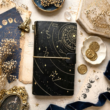 A6 | PU Leather Cover | Constellation Series Journal Notebook with Strap