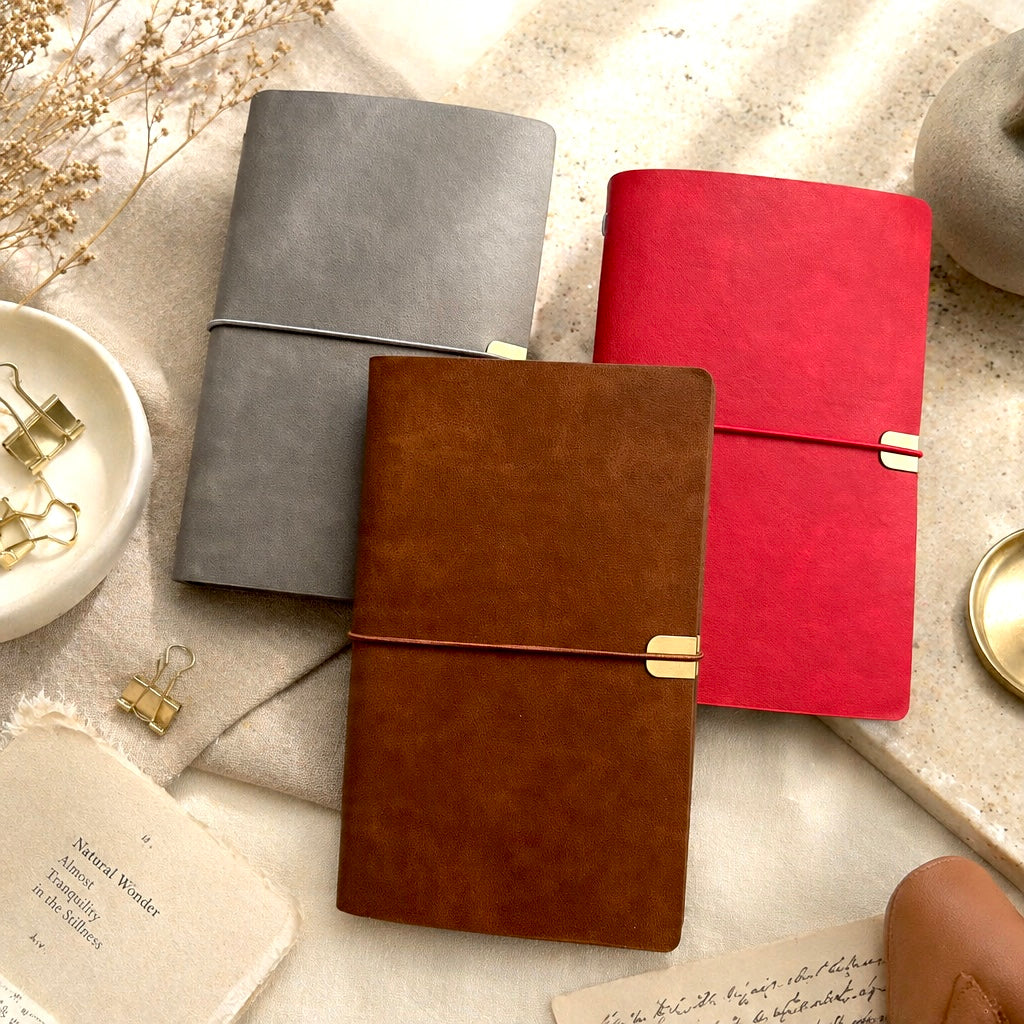 A6 | Soft PU Leather | Refillable Notebook - Deep Vintage Series with Elastic Strap