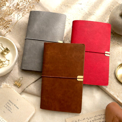 A6 | Soft PU Leather | Refillable Notebook - Deep Vintage Series with Elastic Strap