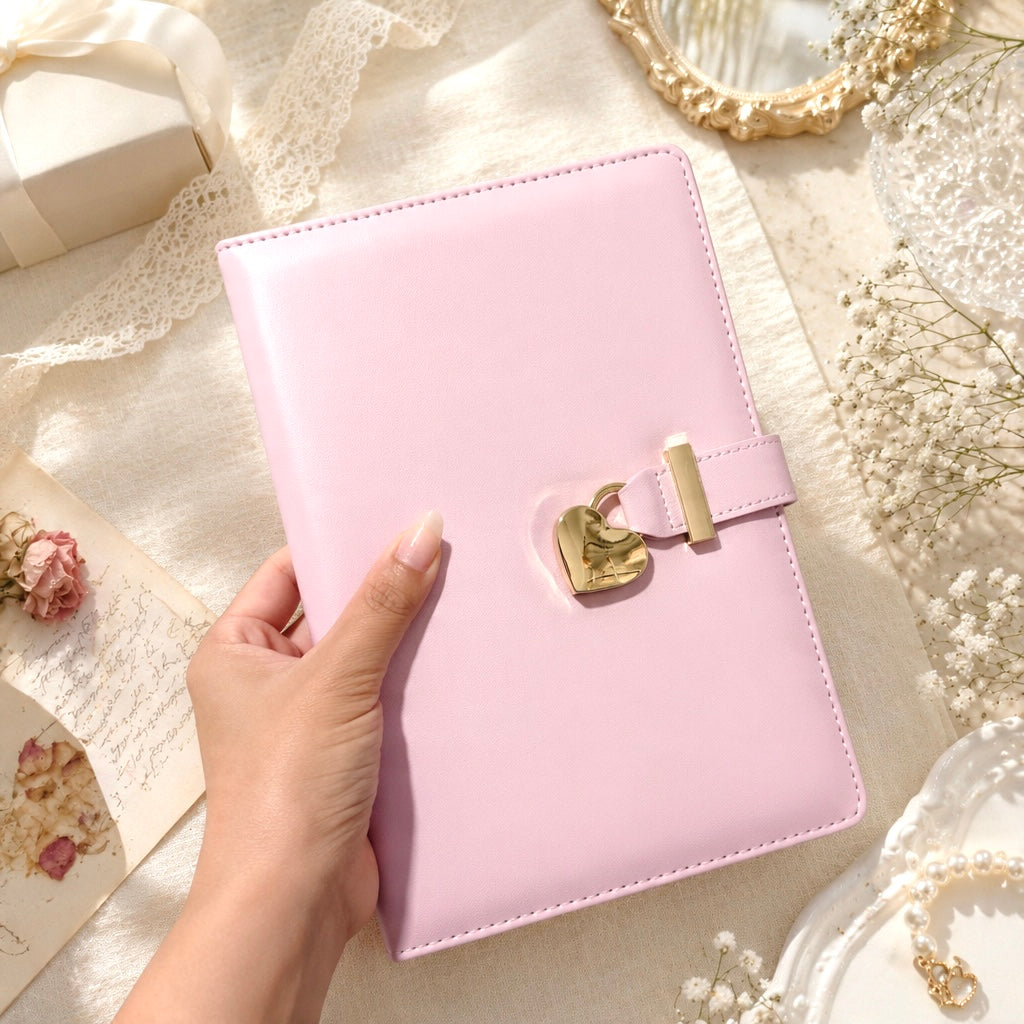 A5 | PU Leather Hardcover | Golden Heart Treasure Notebook