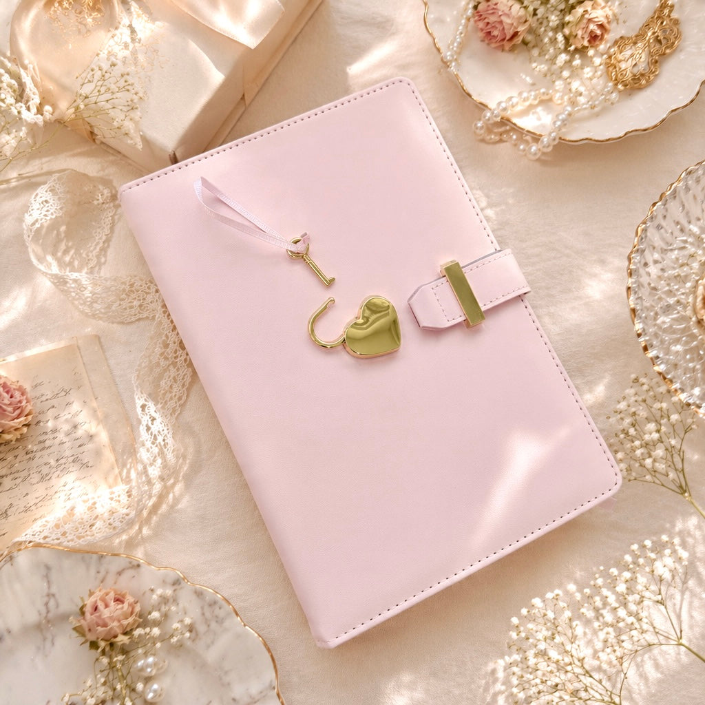 A5 | PU Leather Hardcover | Golden Heart Treasure Notebook