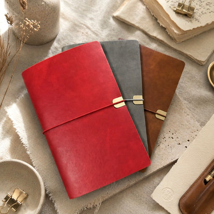 A6 | Soft PU Leather | Refillable Notebook - Deep Vintage Series with Elastic Strap