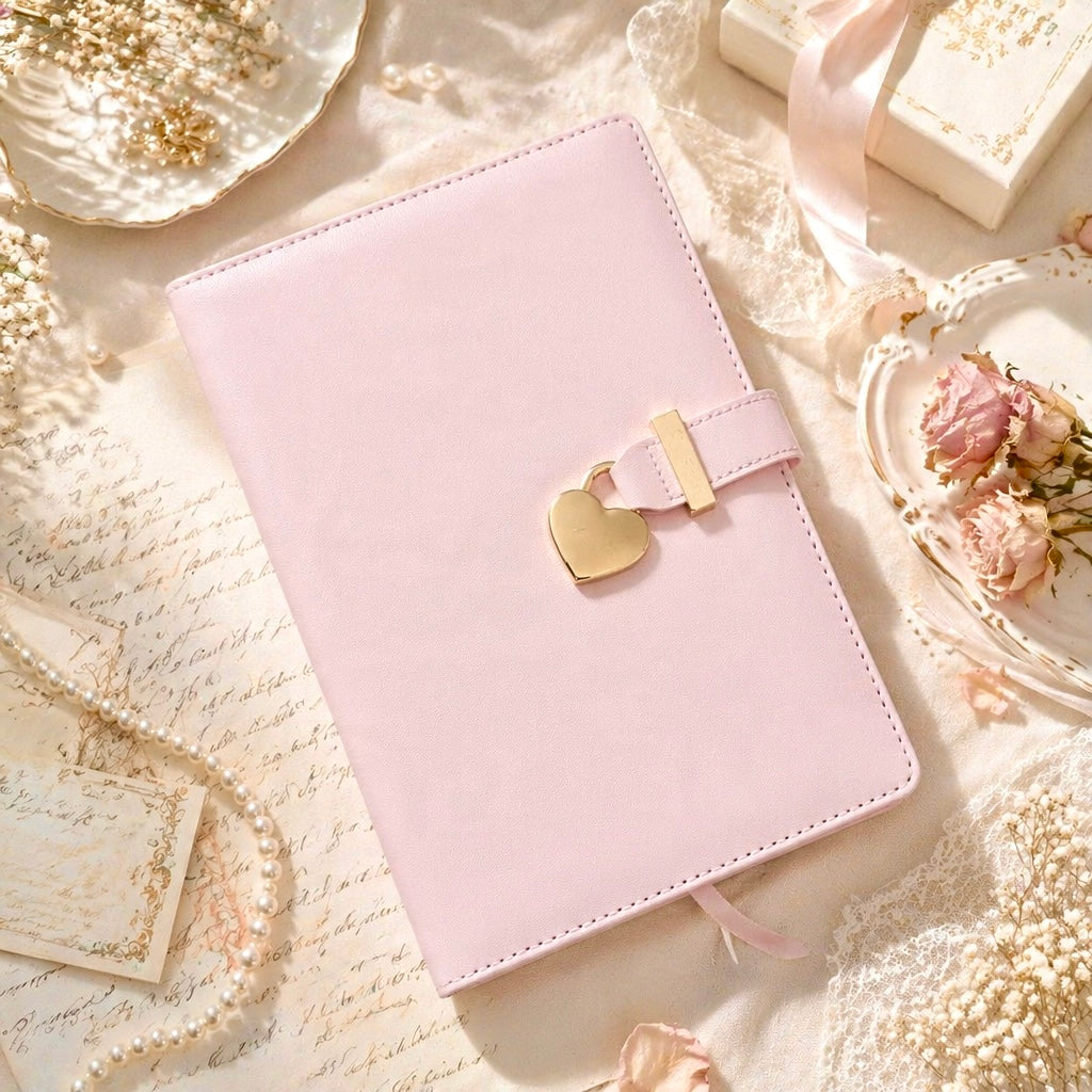 A5 | PU Leather Hardcover | Golden Heart Treasure Notebook