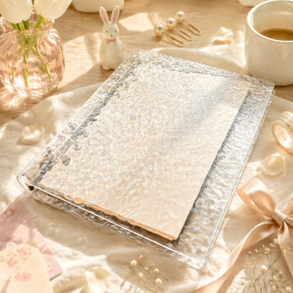A5 Clear Acrylic Hardcover | Water Ripple Wave Texture | Refillable Binder Notebook