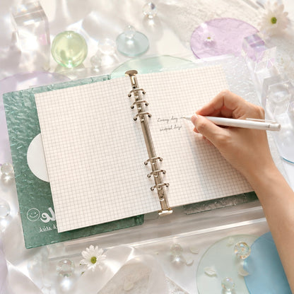 A5 Tinted Acrylic Hardcover |Wave Texture | Green Smile and Blue Freedom Refillable Notebook