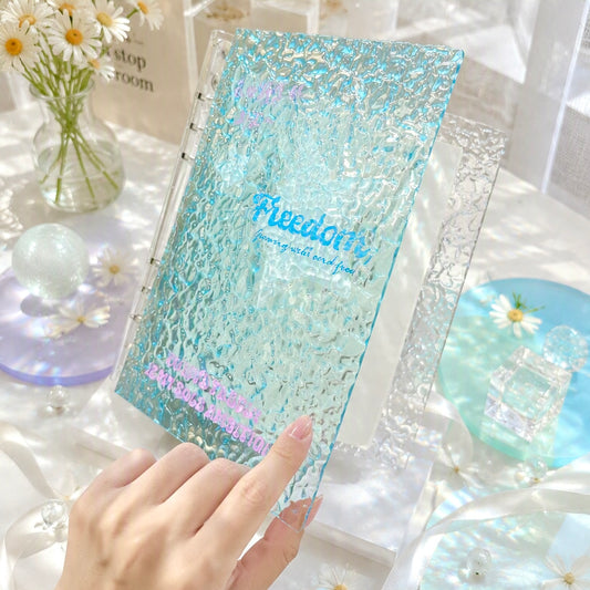 A5 Tinted Acrylic Hardcover |Wave Texture | Green Smile and Blue Freedom Refillable Notebook