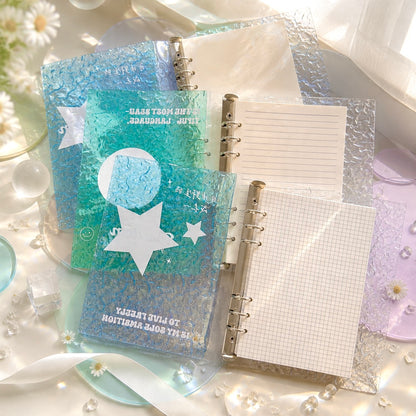 A5 Tinted Acrylic Hardcover |Wave Texture | Green Smile and Blue Freedom Refillable Notebook