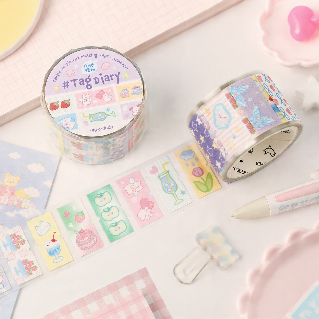 Glittering Pre-Die-Cut Masking Tape - Tag Diary Collection