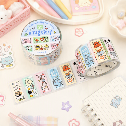 Glittering Pre-Die-Cut Masking Tape - Tag Diary Collection