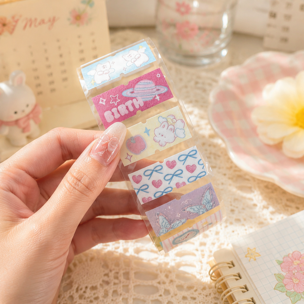 Glittering Pre-Die-Cut Masking Tape - Tag Diary Collection