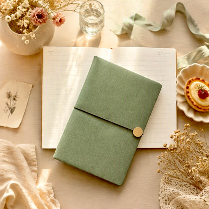 A5 | Faux Linen Hardcover | Modern Morandi Collection with Gold-Button Strap