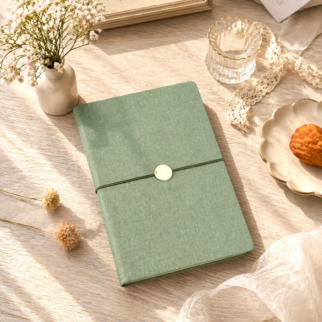 A5 | Faux Linen Hardcover | Modern Morandi Collection with Gold-Button Strap