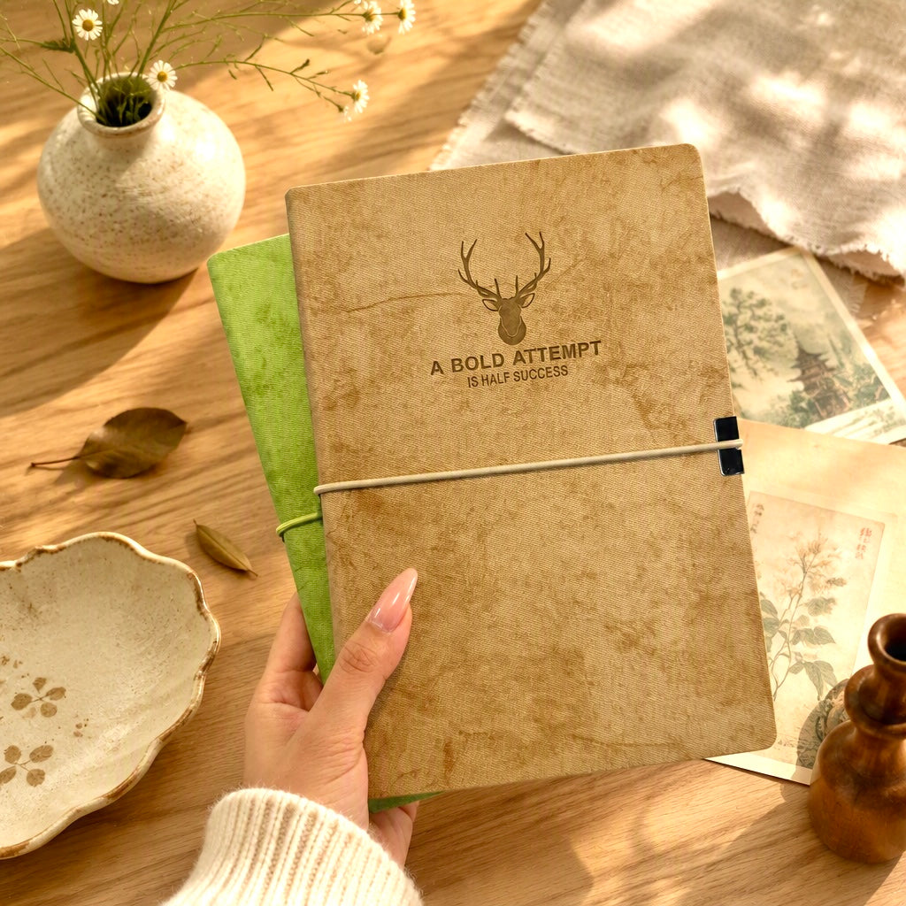 A5 | Faux Linen Hardcover | Bold Attempt Collection with Elastic Band