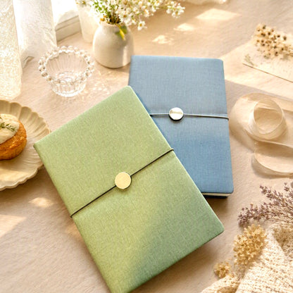A5 | Faux Linen Hardcover | Modern Morandi Collection with Gold-Button Strap