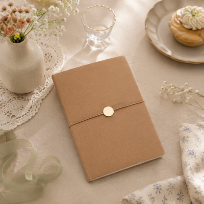A5 | Faux Linen Hardcover | Modern Morandi Collection with Gold-Button Strap