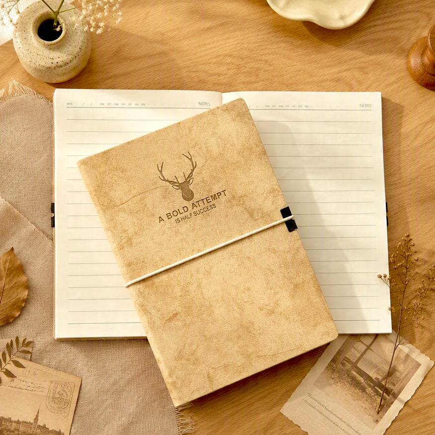 A5 | Faux Linen Hardcover | Bold Attempt Collection with Elastic Band