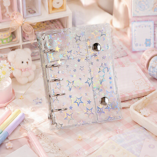 Pocket-Sized Refillable Binder and Album | Transparent PVC Cover | Sparkling Star