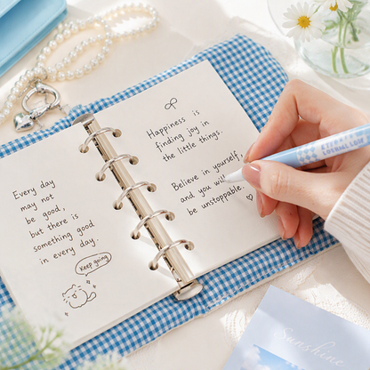 Pocket Size 5-Ring Binder Notebook | Fluffy Fabric Cover | Dream Ribbon Bow Notebook