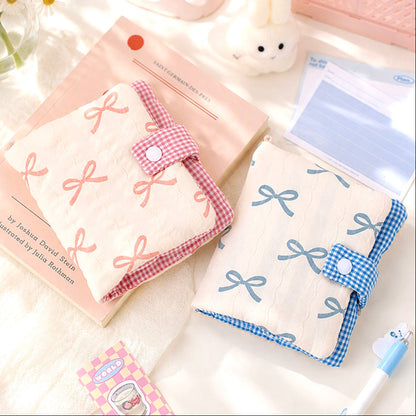 Pocket Size 5-Ring Binder Notebook | Fluffy Fabric Cover | Dream Ribbon Bow Notebook
