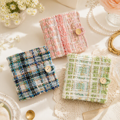 Pocket-Sized Refillable Binder and Album | Elegant Checkered Fabric Cover