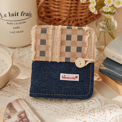 Pocket Size 3-Ring Binder Notebook | Denim Fabric Cover | Denim and Canvas Patchwork Notebook