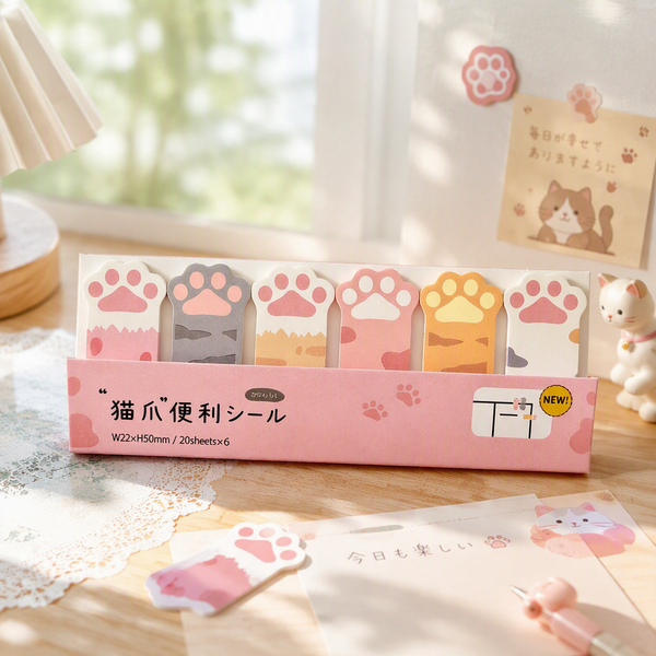 Kitty Paw Index Tabs Sticky Notes Set
