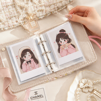 Pocket-Sized Refillable Binder and Album | Elegant Checkered Fabric Cover