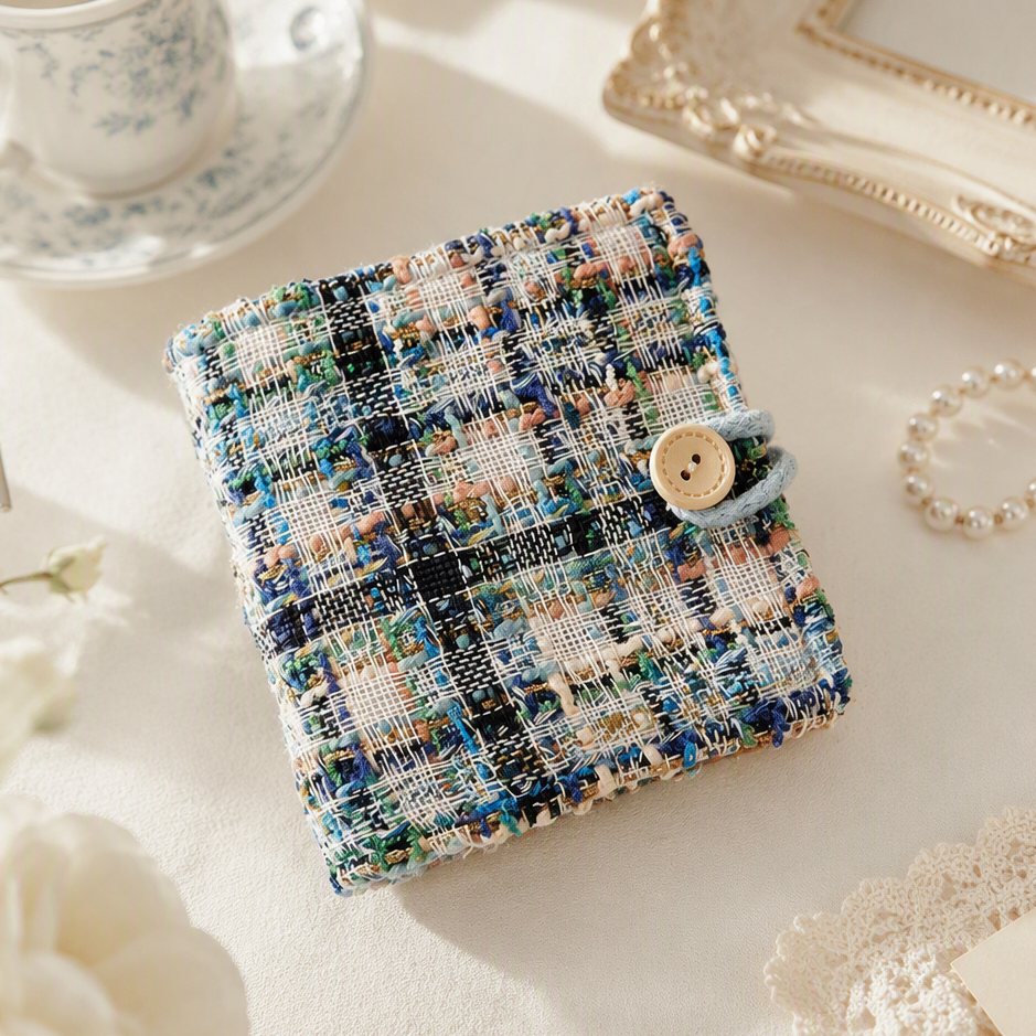 Pocket-Sized Refillable Binder and Album | Elegant Checkered Fabric Cover