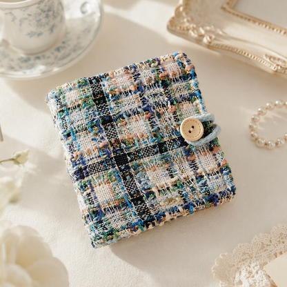 Pocket-Sized Refillable Binder and Album | Elegant Checkered Fabric Cover