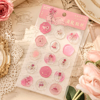 3D Glass-like Epoxy Stickers | Golden Rose Seal