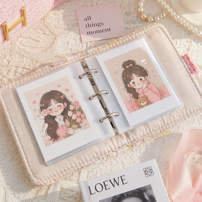Pocket-Sized Refillable Binder and Album | Elegant Checkered Fabric Cover