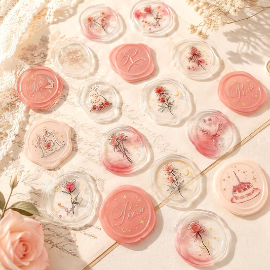 3D Glass-like Epoxy Stickers | Golden Rose Seal