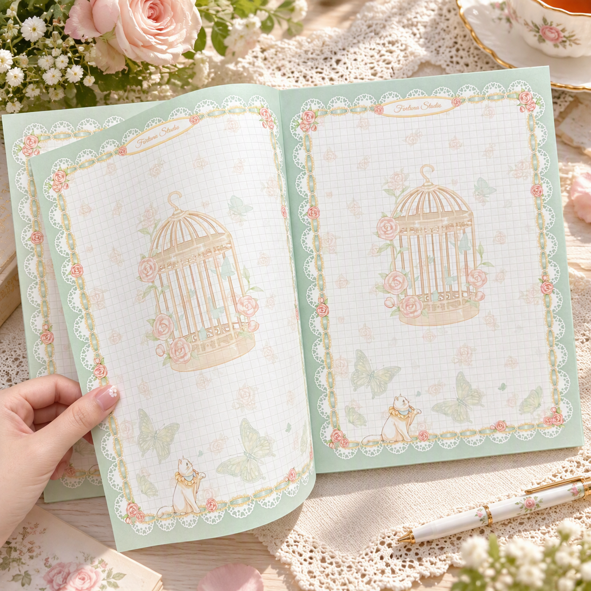 Notepad | Premium 120g Thick Paper | Lily & Butterfly | Extra Large-B5