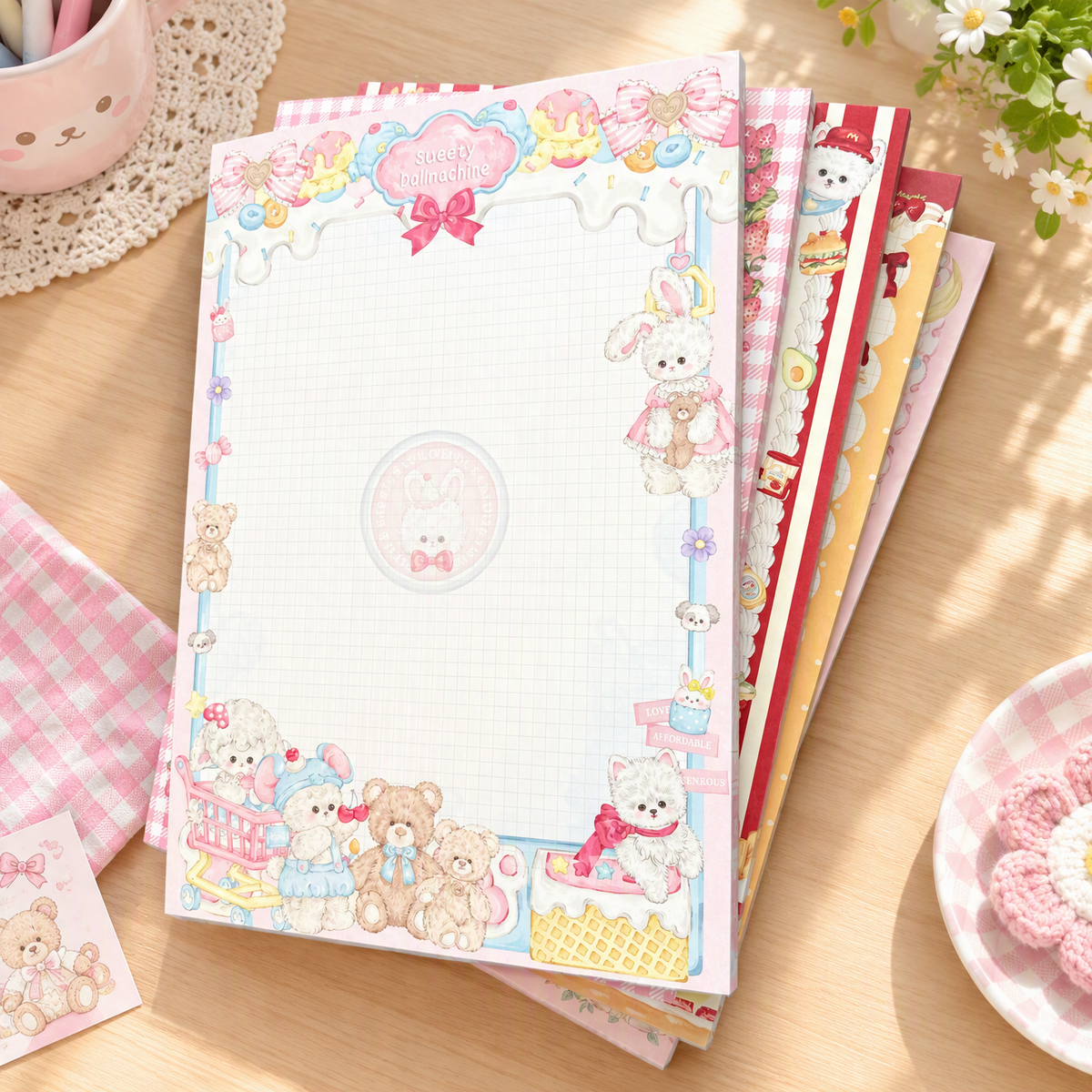 Duo Thick Notepads | Premium 120g Thick Paper | Kawaii Friends Collection | Extra Large-B5