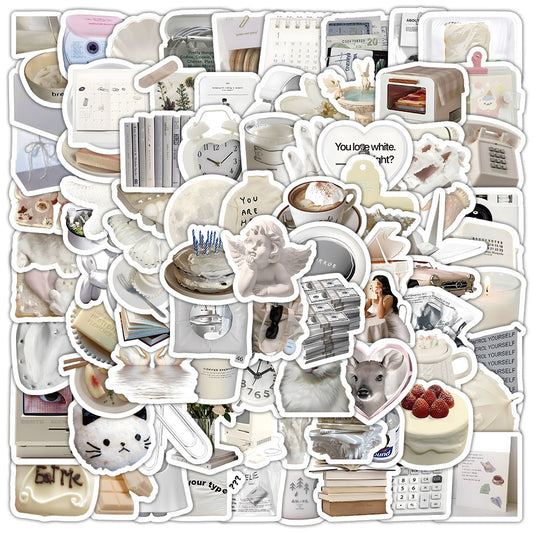 100 Pcs Individual Stickers | Elegant White Charm Stickers