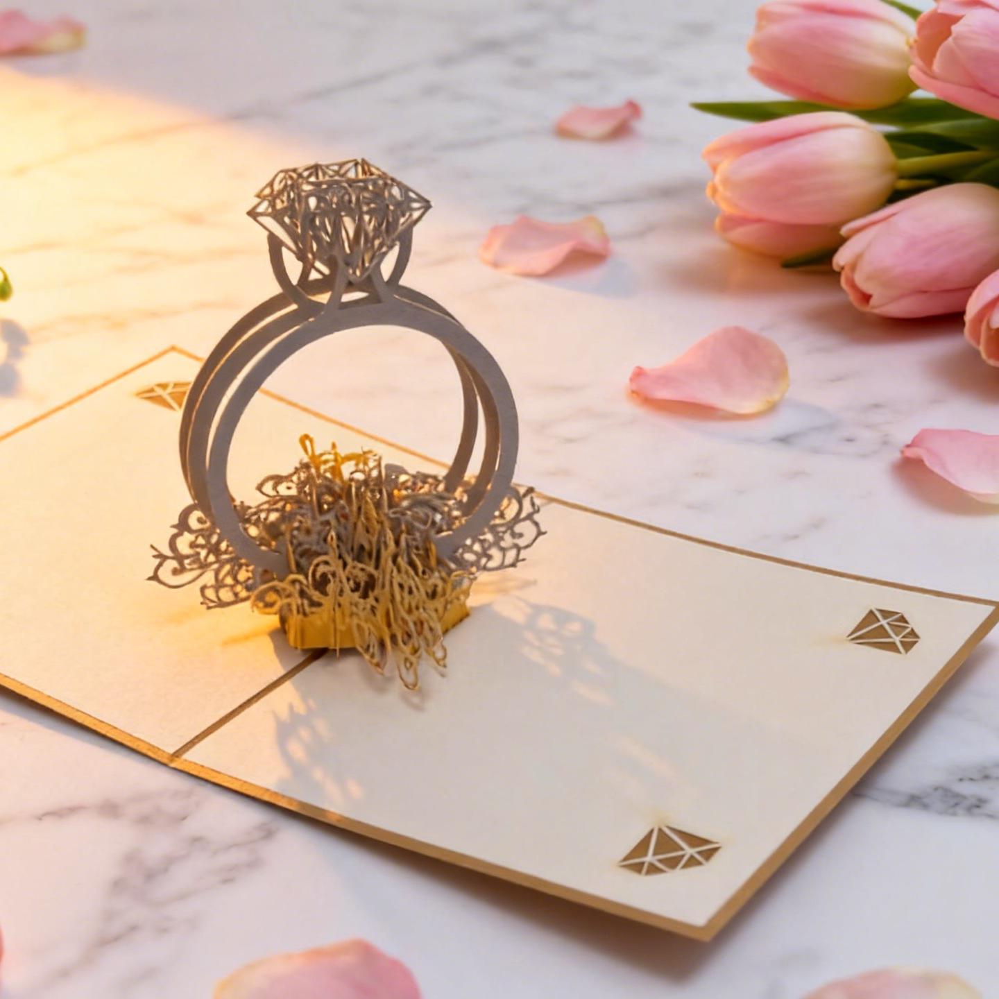 3D Pop-Up Diamond Ring Love Card Wedding Card