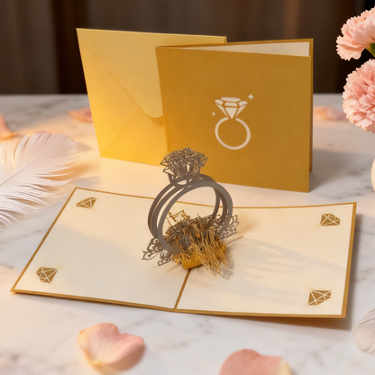 3D Pop-Up Diamond Ring Love Card Wedding Card
