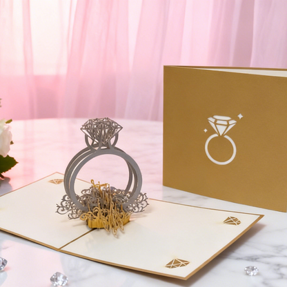 3D Pop-Up Diamond Ring Love Card Wedding Card